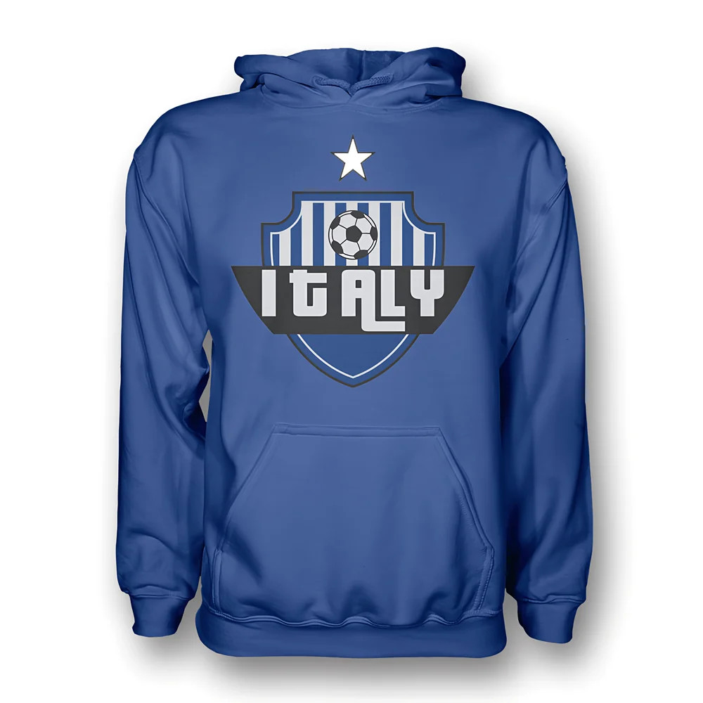Italy Country Logo Hoody (Blue) - Kids Men's Polyester Made By: Gildan Boys Blue Extra Large