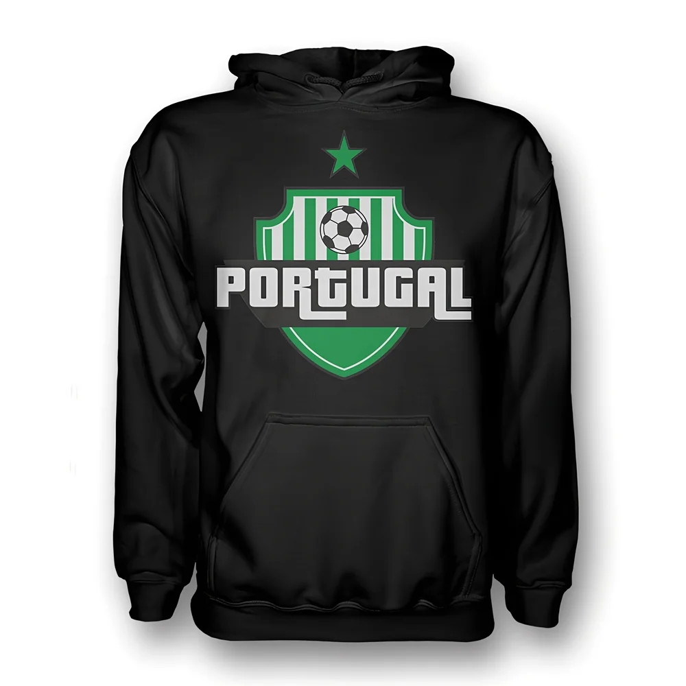 Portugal Country Logo Hoody (Black) Polyester Made By: Gildan Men's Black Xxl
