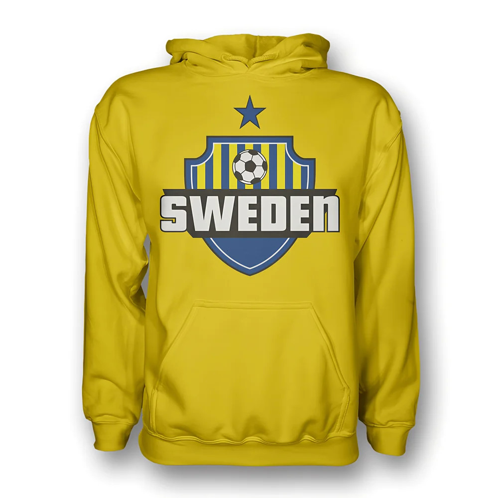 Sweden Country Logo Hoody (Yellow) - Kids Men's Polyester Made By: Gildan Boys Yellow Medium