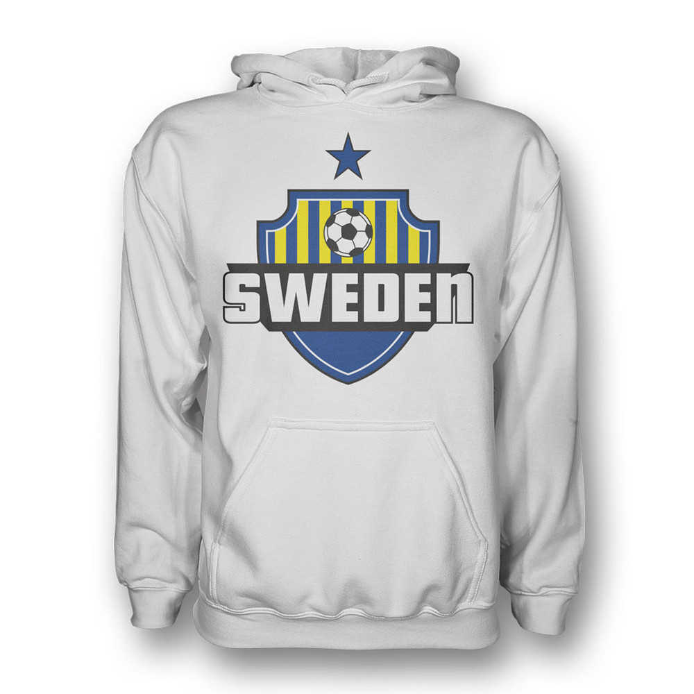 Sweden Country Logo Hoody (White) Polyester Made By: Gildan Men's White Small