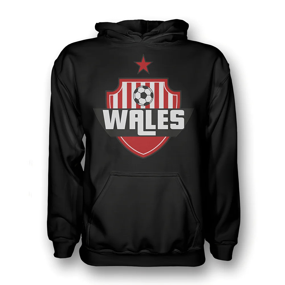 Wales Country Logo Hoody (Black) - Kids Polyester Made By: Gildan Unisex Kids Black Medium