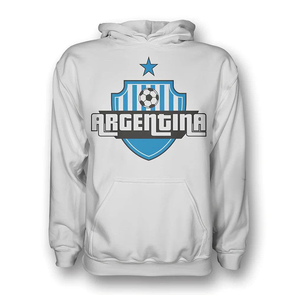 Argentina Country Logo Hoody (White) Polyester Made By: Gildan Men's White Xxl