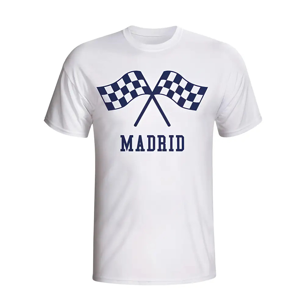 Real Madrid Waving Flags T-Shirt (White) Polyester Made By: Gildan Men's White Extra Large
