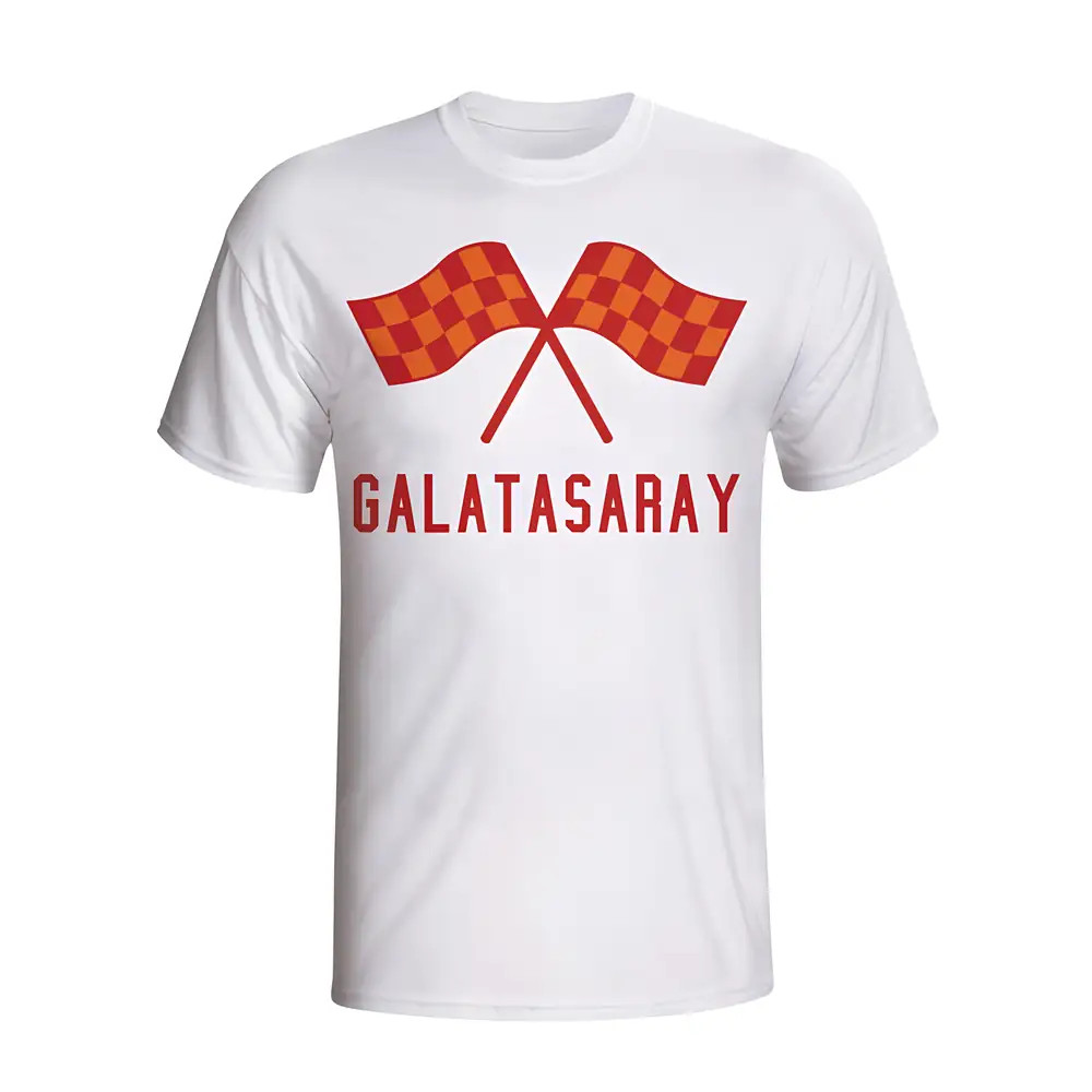 Galatasaray Waving Flags T-Shirt (White) Polyester Made By: Gildan Men's White Medium