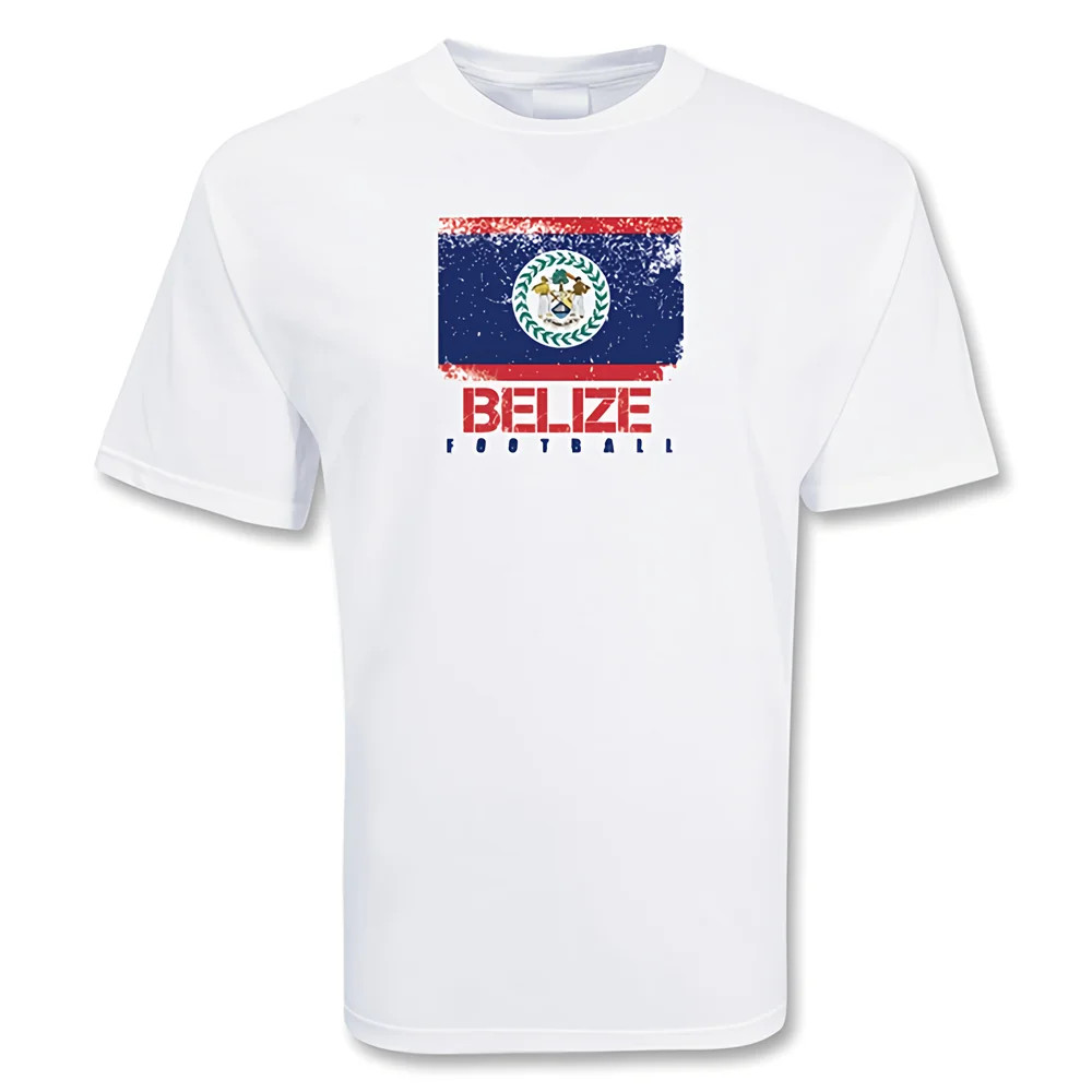 Belize Football T-Shirt Polyester Made By: Gildan Men's White Medium