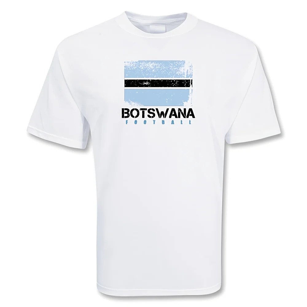 Botswana Football T-Shirt Polyester Made By: Gildan Men's White Medium