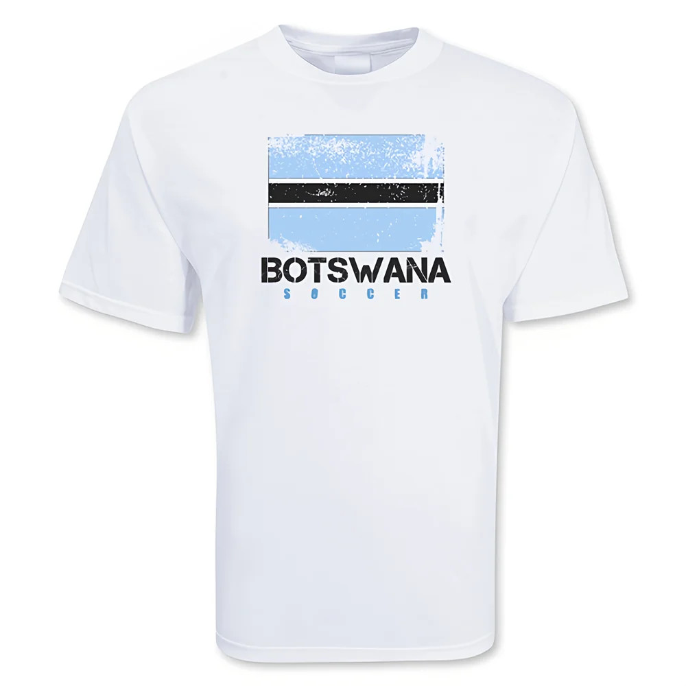 Botswana Soccer T-Shirt Polyester Made By: Gildan Men's White Medium