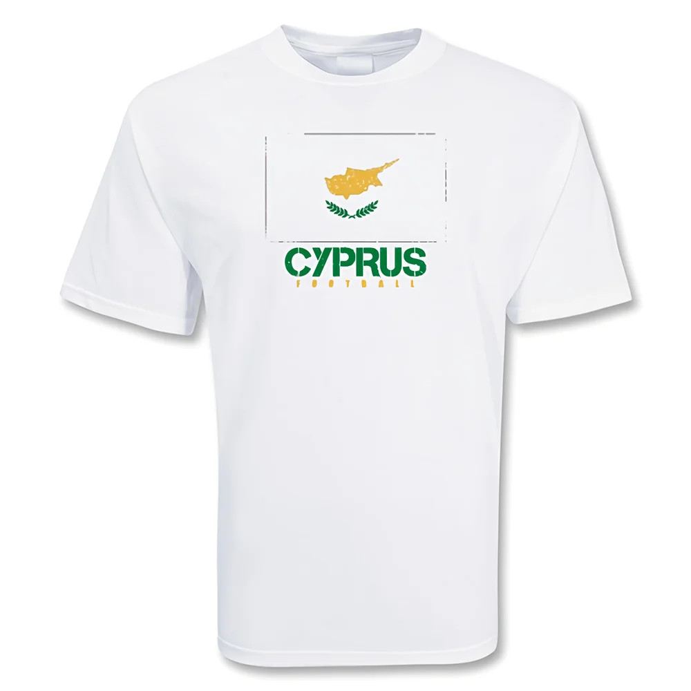 Cyprus Football T-Shirt Polyester Made By: Gildan Men's White Large