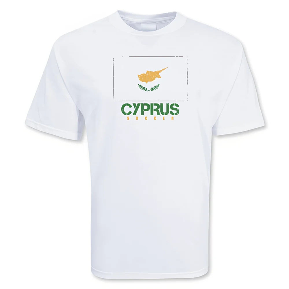 Cyprus Soccer T-Shirt Polyester Made By: Gildan Men's White Extra Small