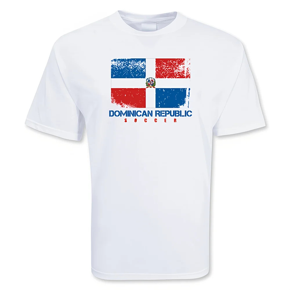 Dominican Republic Soccer T-Shirt Polyester Made By: Gildan Men's White Small