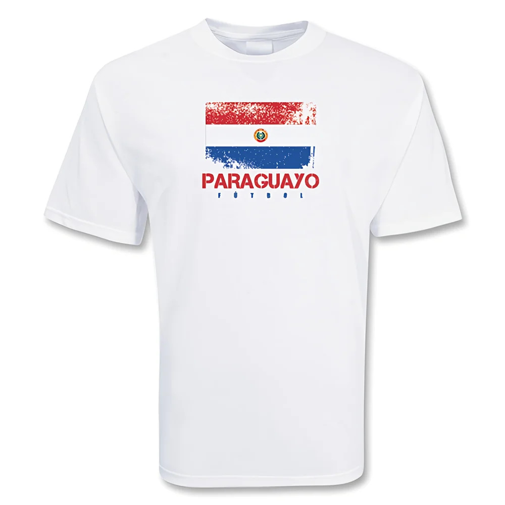 Futbol Paraguayo Pride T-Shirt Polyester Made By: Gildan Men's White Xxl