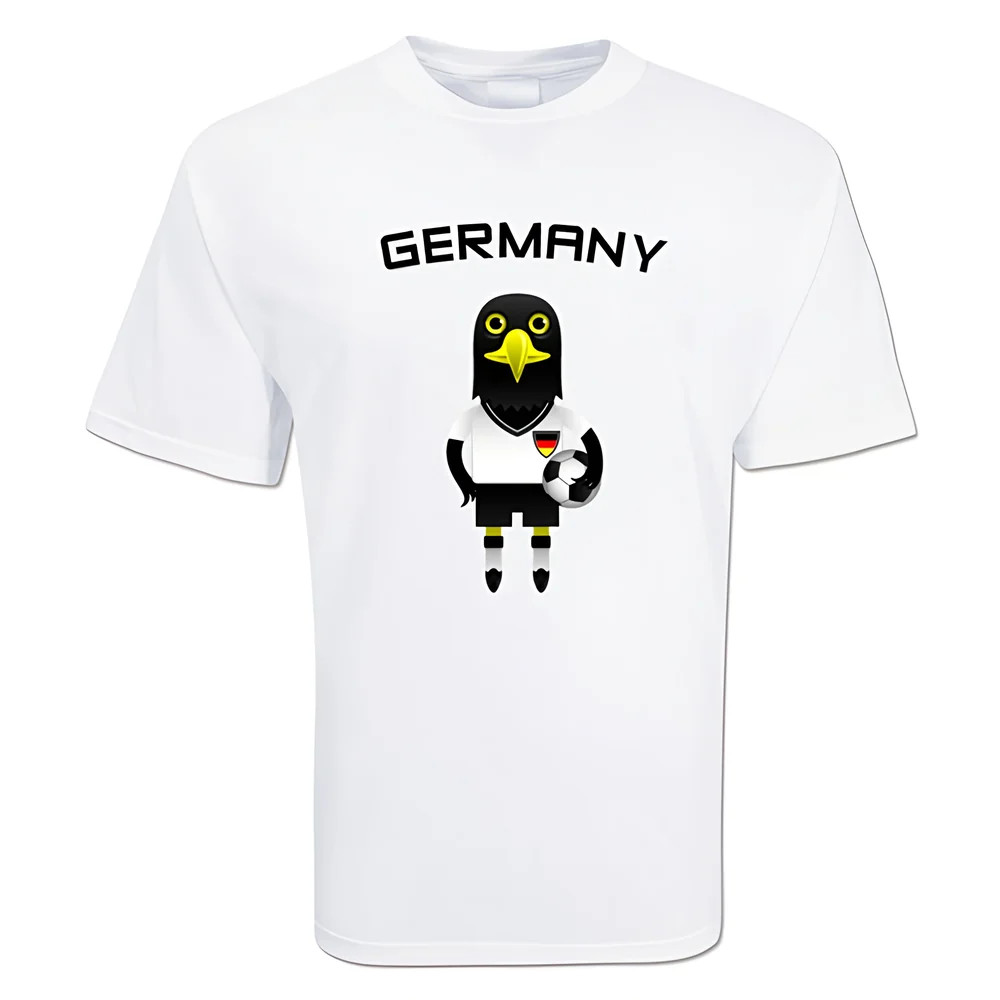 Germany Mascot Soccer T-Shirt Polyester Made By: Gildan Men's White Extra Small