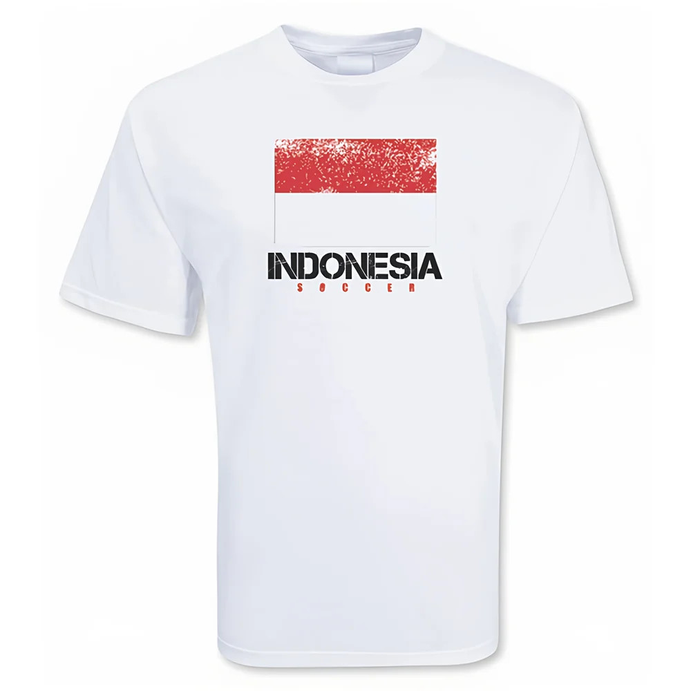 Indonesia Soccer T-Shirt Polyester Made By: Gildan Men's White Large