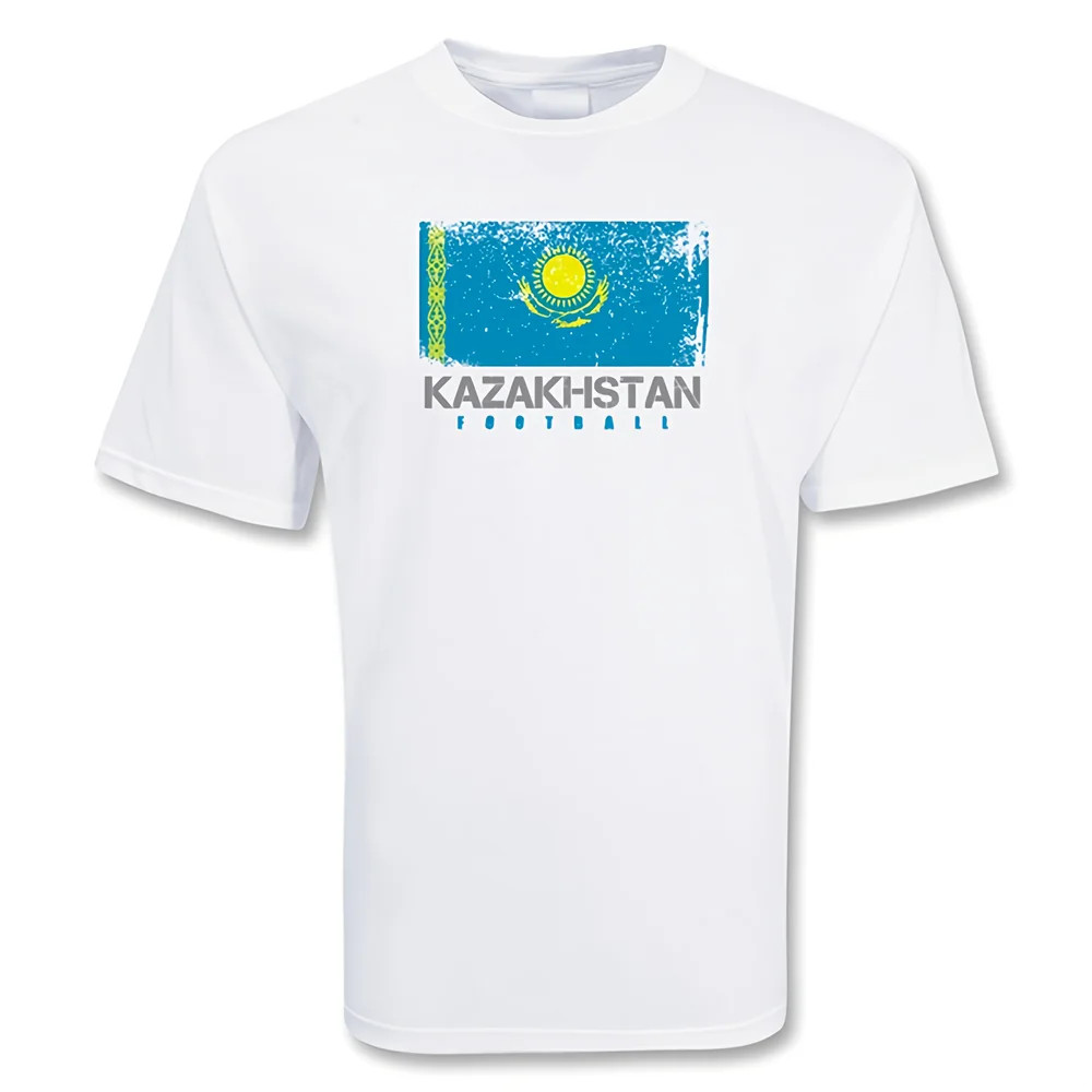 Kazakhstan Football T-Shirt Polyester Made By: Gildan Men's White Extra Large