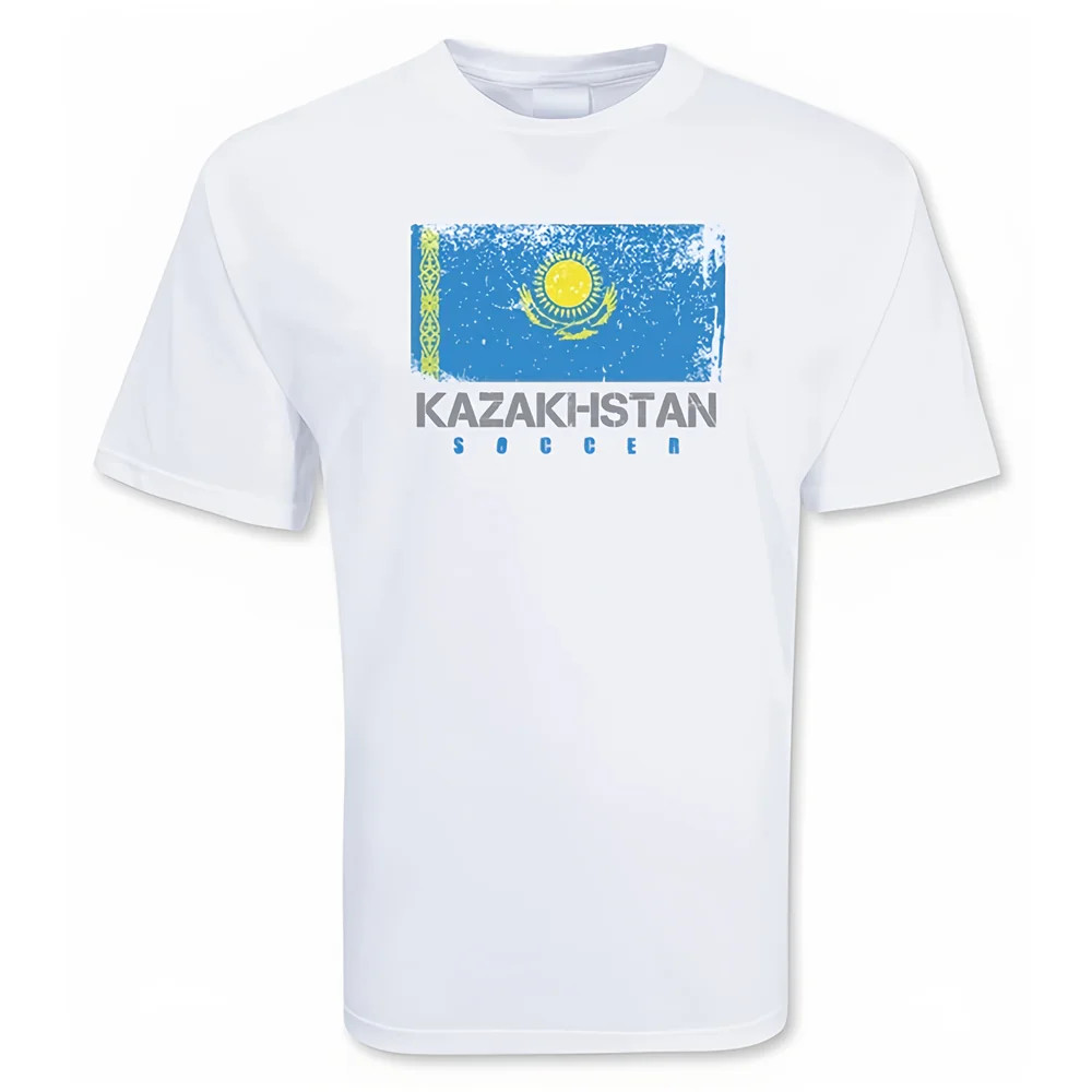 Kazakhstan Soccer T-Shirt Polyester Made By: Gildan Men's White Xxl