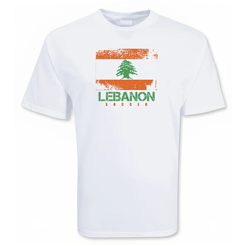 Lebanon Soccer T-Shirt Polyester Made By: Gildan Men's White Large