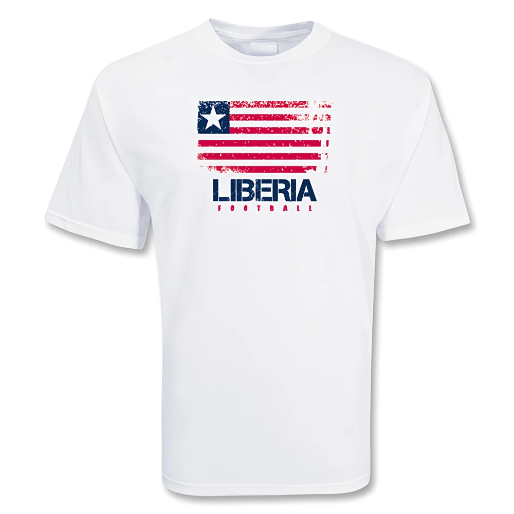 Liberia Football T-Shirt Polyester Made By: Gildan Men's White Extra Large