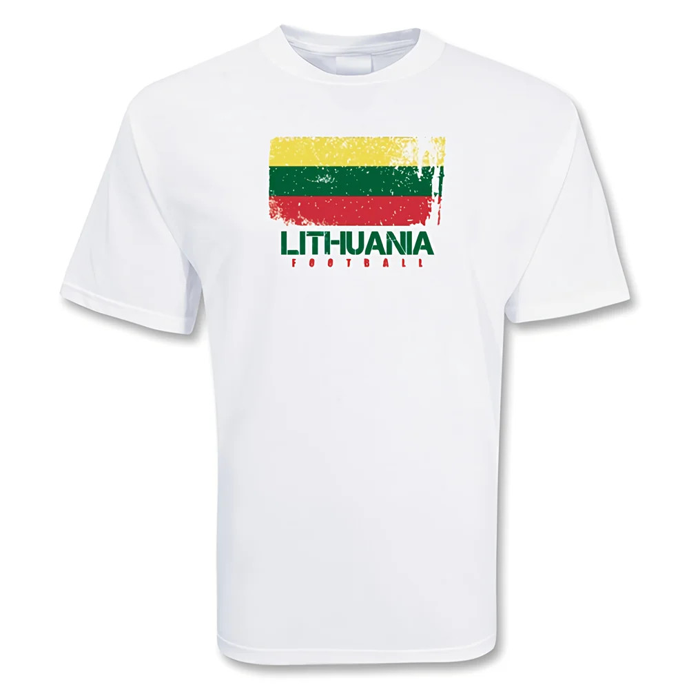 Lithuania Football T-Shirt Polyester Made By: Gildan Men's White Xxl