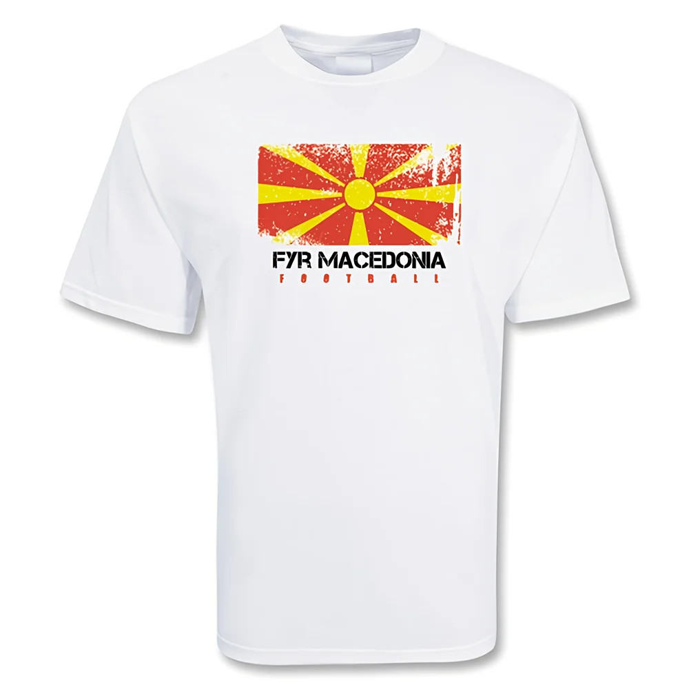 Macedonia Football T-Shirt Polyester Made By: Gildan Men's White Xxl
