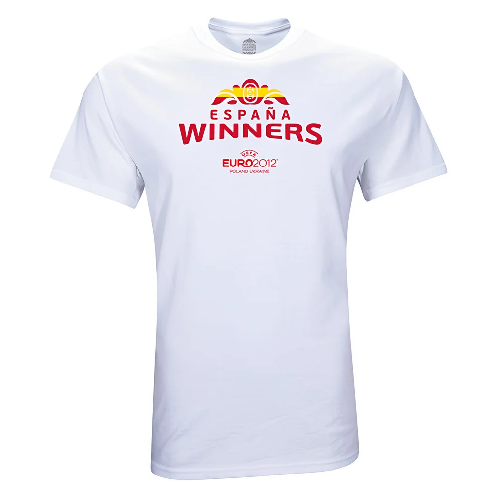 Spain Euro 2012 Winners T-Shirt (White) Polyester Made By: Gildan Men's White Medium