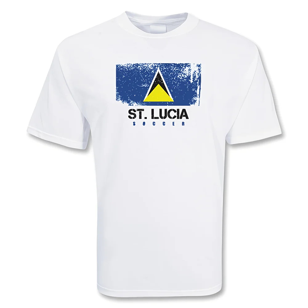 St. Lucia Soccer T-Shirt Polyester St Lucia Made By: Gildan Men's White Extra Small
