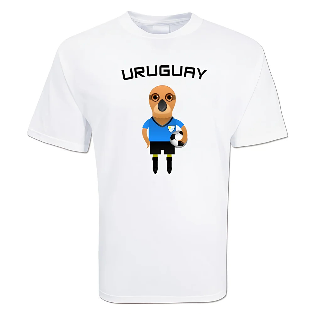 Uruguay Mascot Soccer T-Shirt Polyester Made By: Gildan Men's White Medium