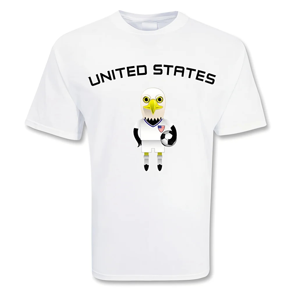 Usa Mascot Soccer T-Shirt Polyester Made By: Gildan Men's White Xxl