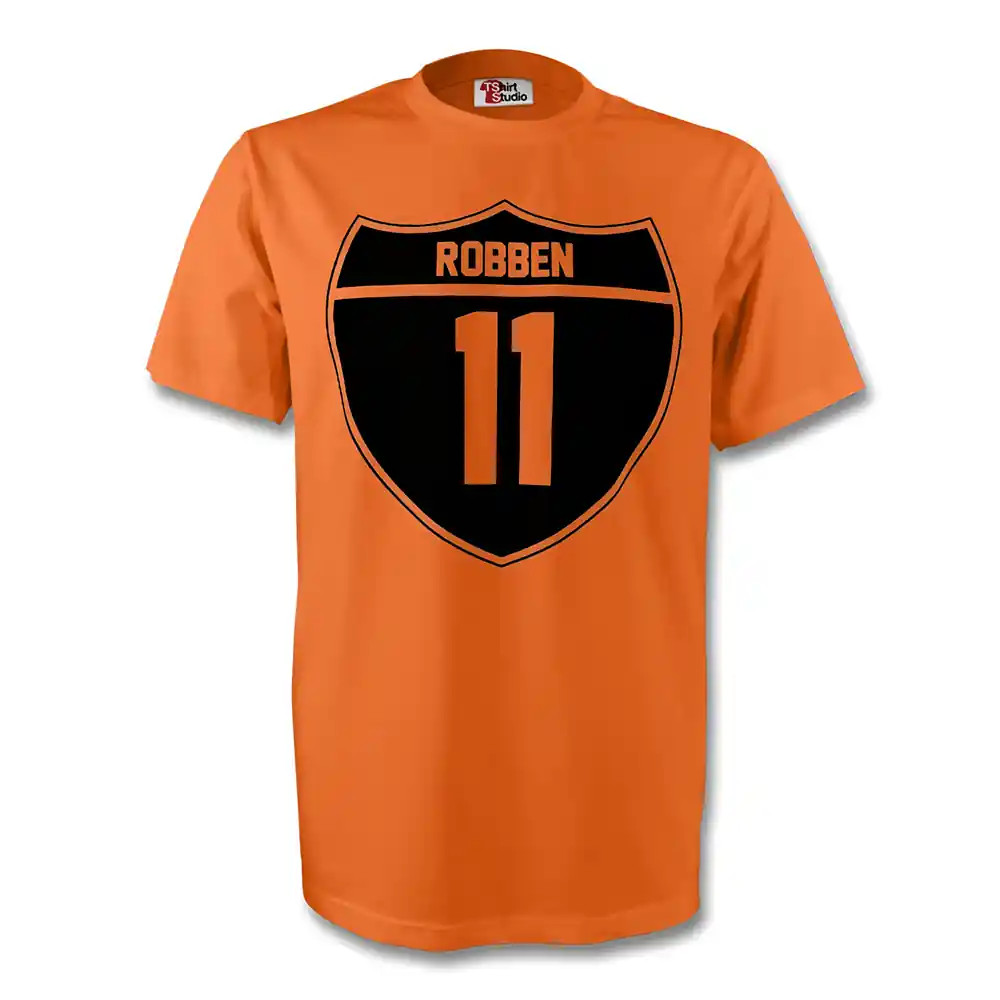 Arjen Robben Holland Crest Tee (Orange) Polyester Made By: Gildan Men's Orange Small