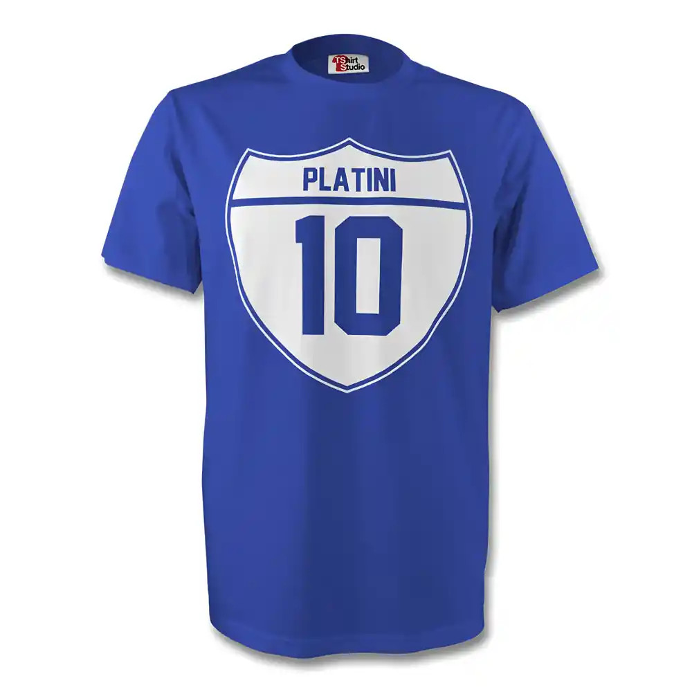 Michel Platini France Crest Tee (Blue) Polyester Made By: Gildan Men's Blue Xxl