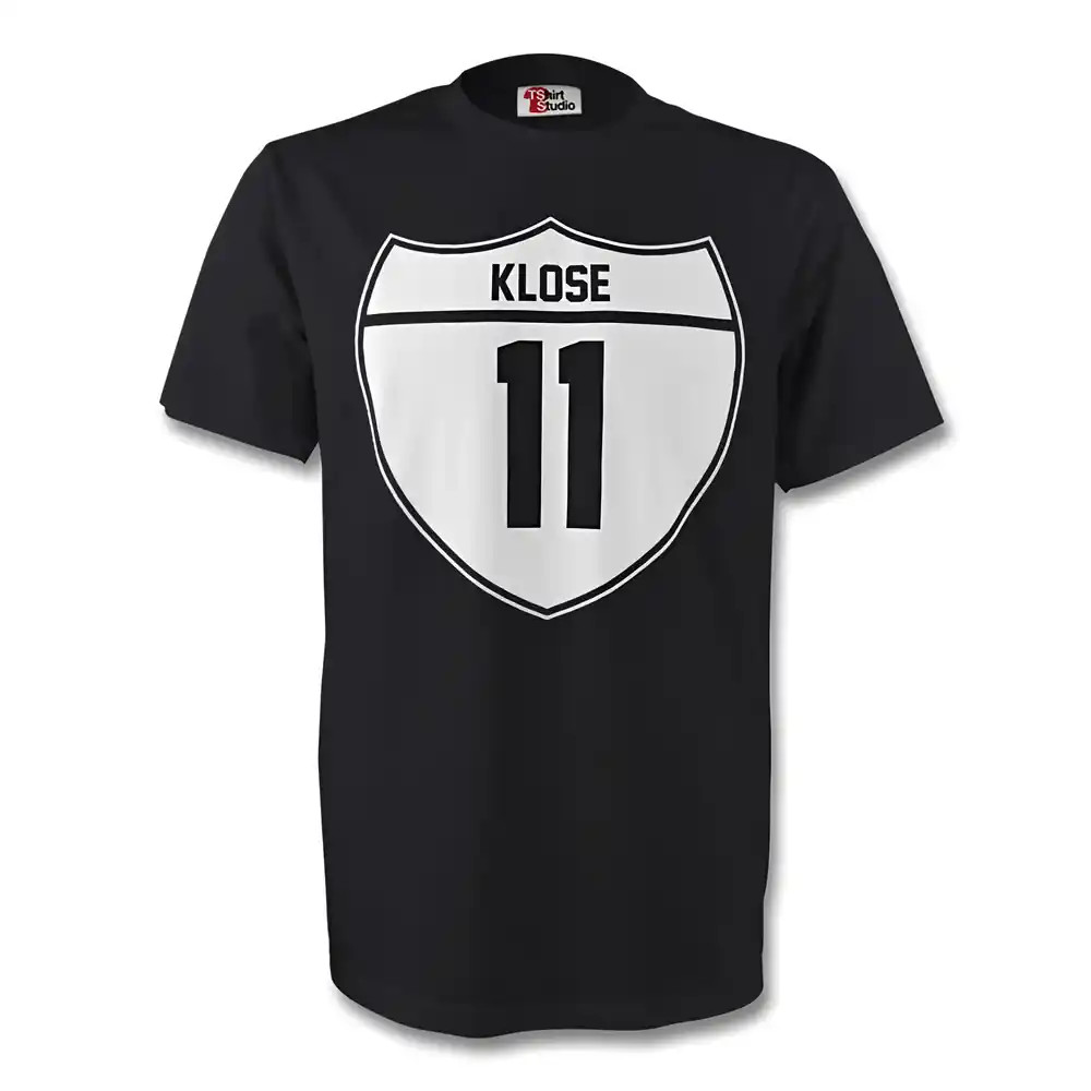 Miroslav Klose Germany Crest Tee (Black) Polyester Made By: Gildan Men's Black Medium