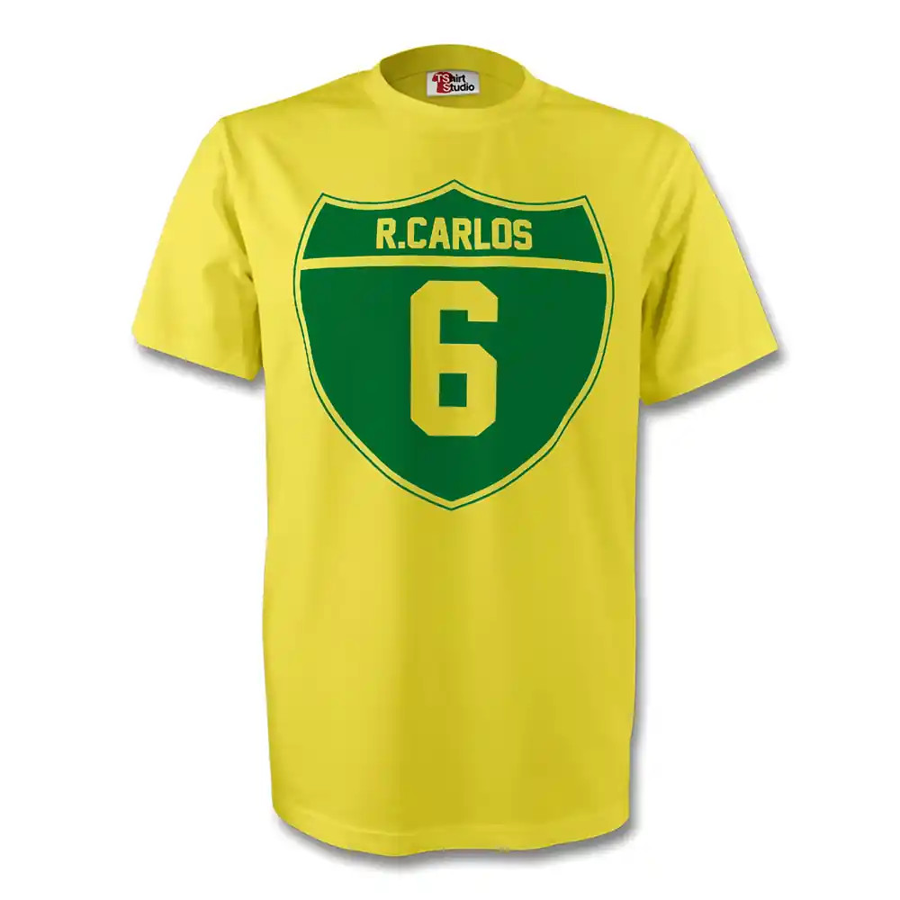 Roberto Carlos Brazil Crest Tee (Yellow) Polyester Made By: Gildan Men's Yellow Xxl