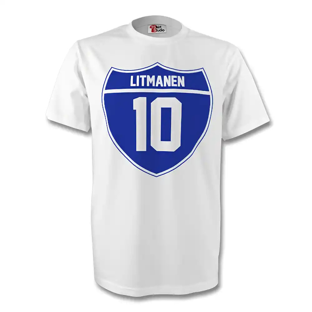 Click to view product details and reviews for Jari Litmanen Finland Crest Tee White.