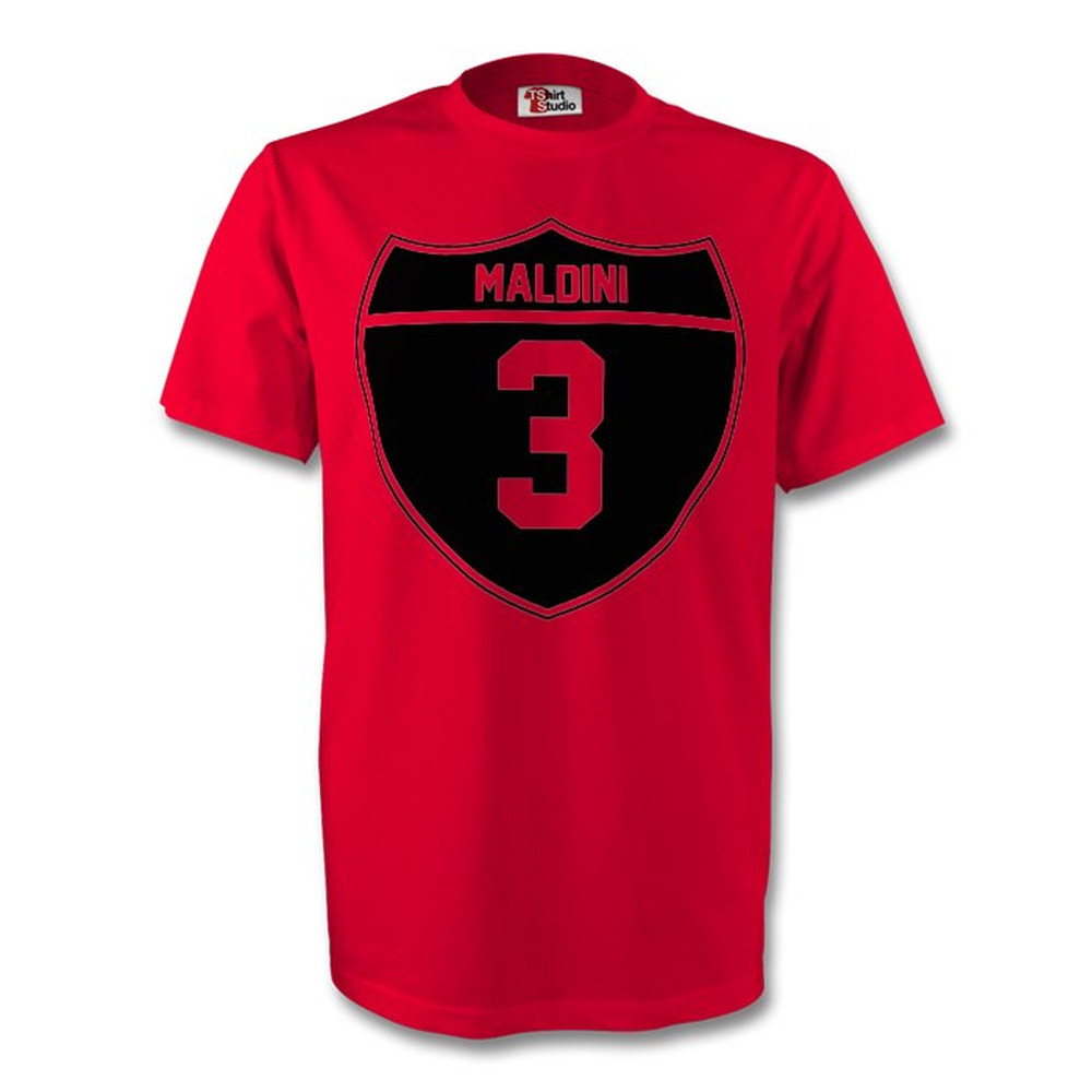 Paolo Maldini Ac Milan Crest Tee (Red) Polyester Made By: Gildan Men's Red Xxl