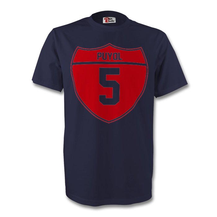 Click to view product details and reviews for Carlos Puyol Barcelona Crest Tee Navy.