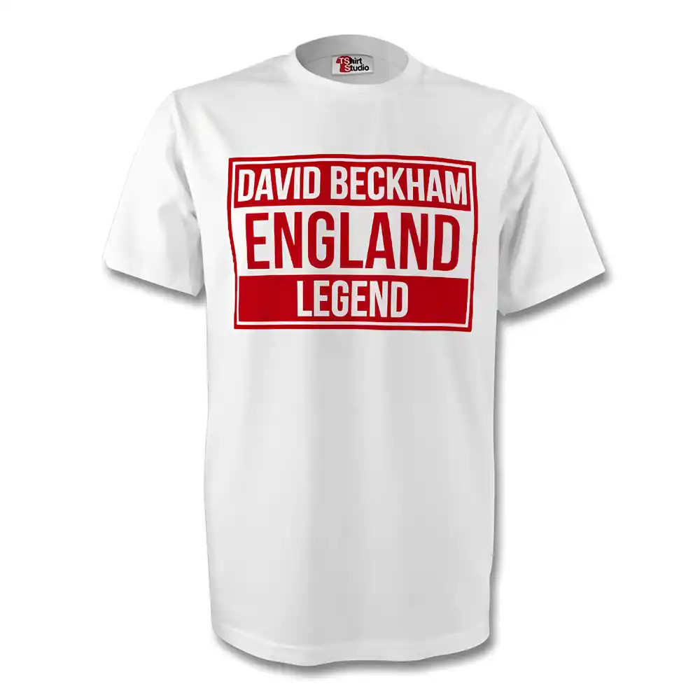 David Beckham England Legend Tee (White) Polyester Made By: Gildan Men's White Medium