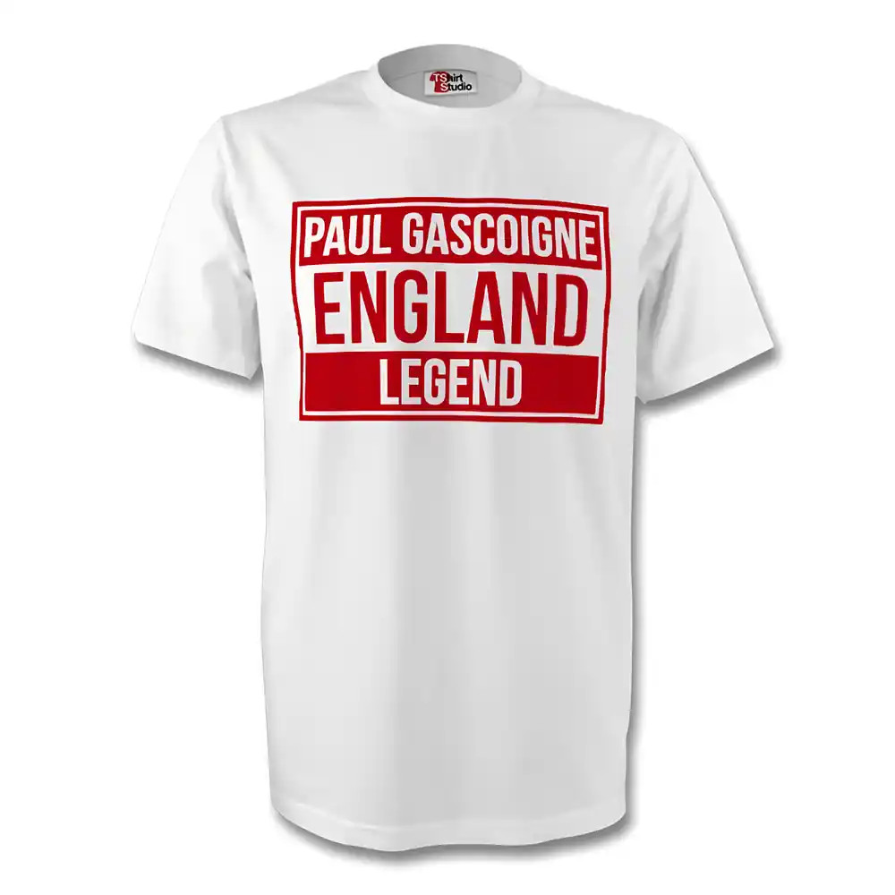 Paul Gascoigne England Legend Tee (White) Polyester Made By: Gildan Men's White Large