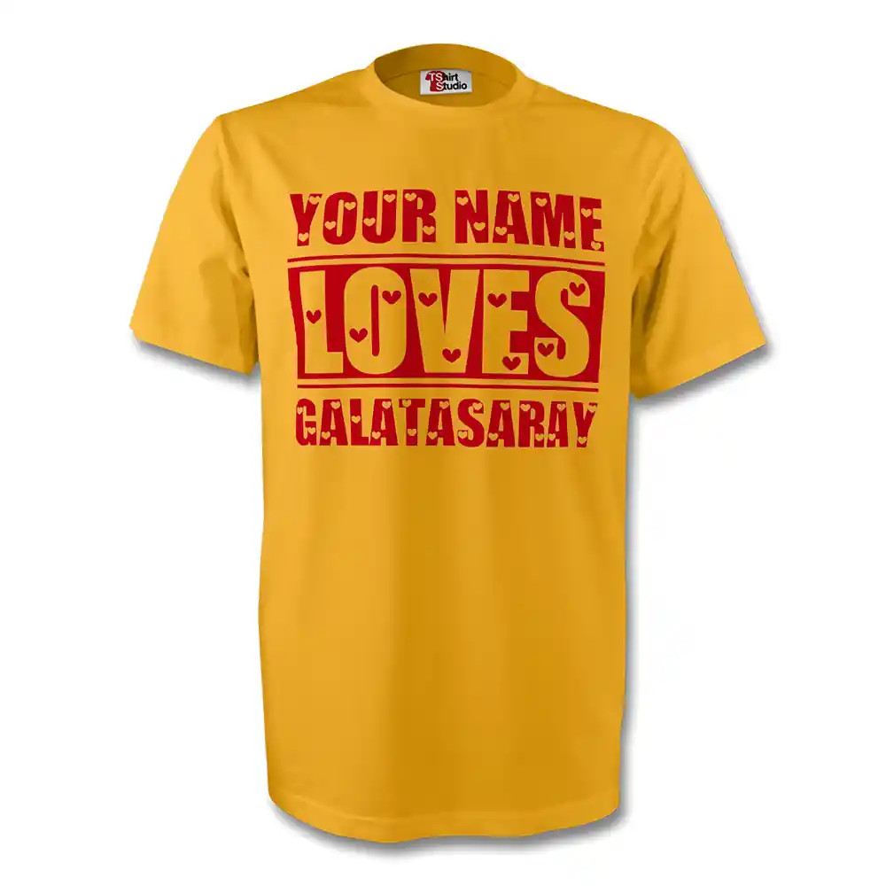Your Name Loves Galatasaray T-Shirt (Yellow) - Kids Men's Polyester Made By: Gildan Boys Yellow Large