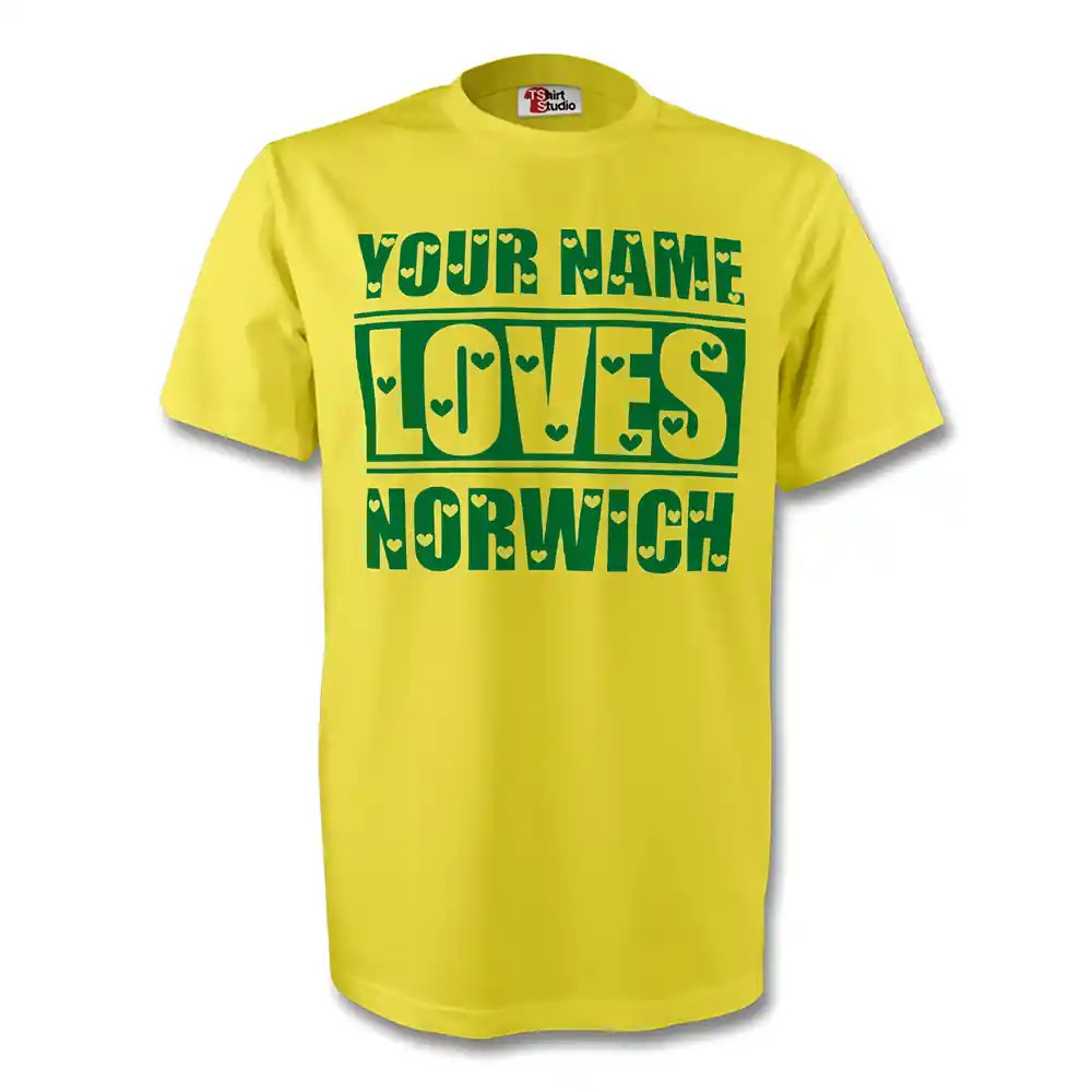 Your Name Loves Norwich T-Shirt (Yellow) Polyester Made By: Gildan Men's Yellow Medium