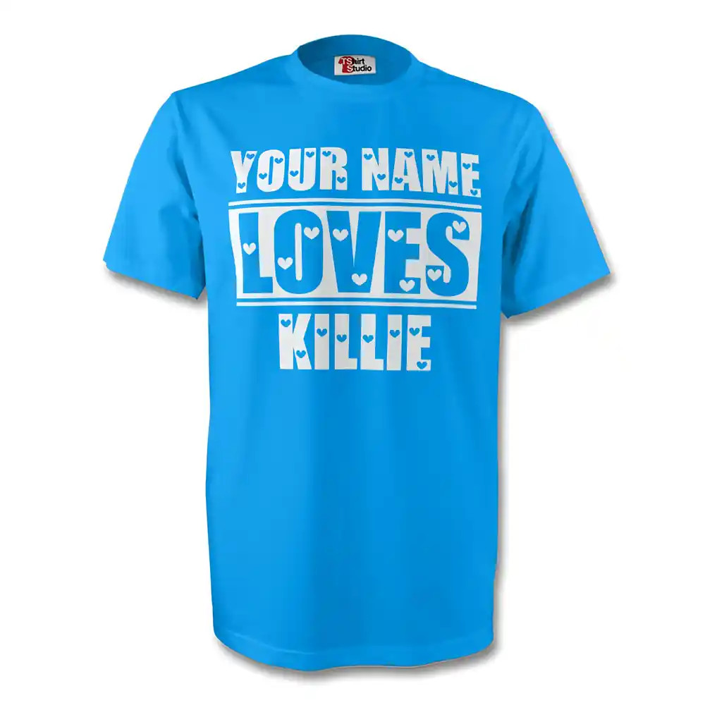 Your Name Loves Killie T-Shirt (Sky) Polyester Kilmarnock Made By: Gildan Men's Sky Large