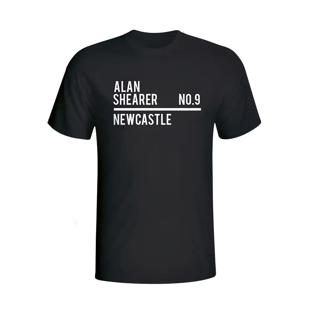 Alan Shearer Newcastle Squad T-Shirt (Black) Polyester Made By: Gildan Men's Black Small