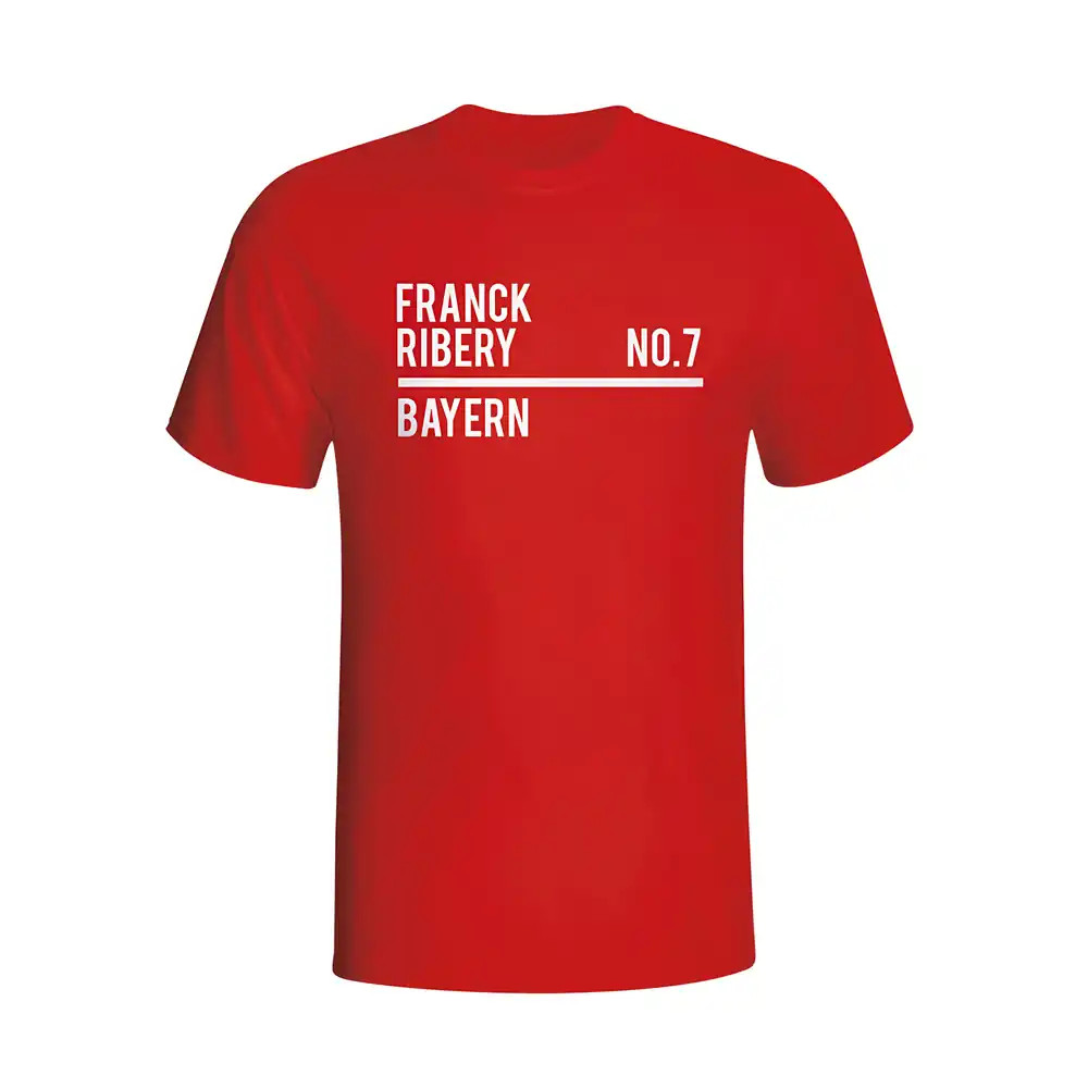 Franck Ribery Bayern Munich Squad T-Shirt (Red) - Kids Men's Polyester Made By: Gildan Boys Red Medium