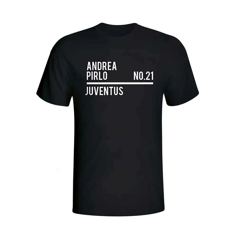 Andrea Pirlo Juventus Squad T-Shirt (Black) Polyester Made By: Gildan Men's Black Medium