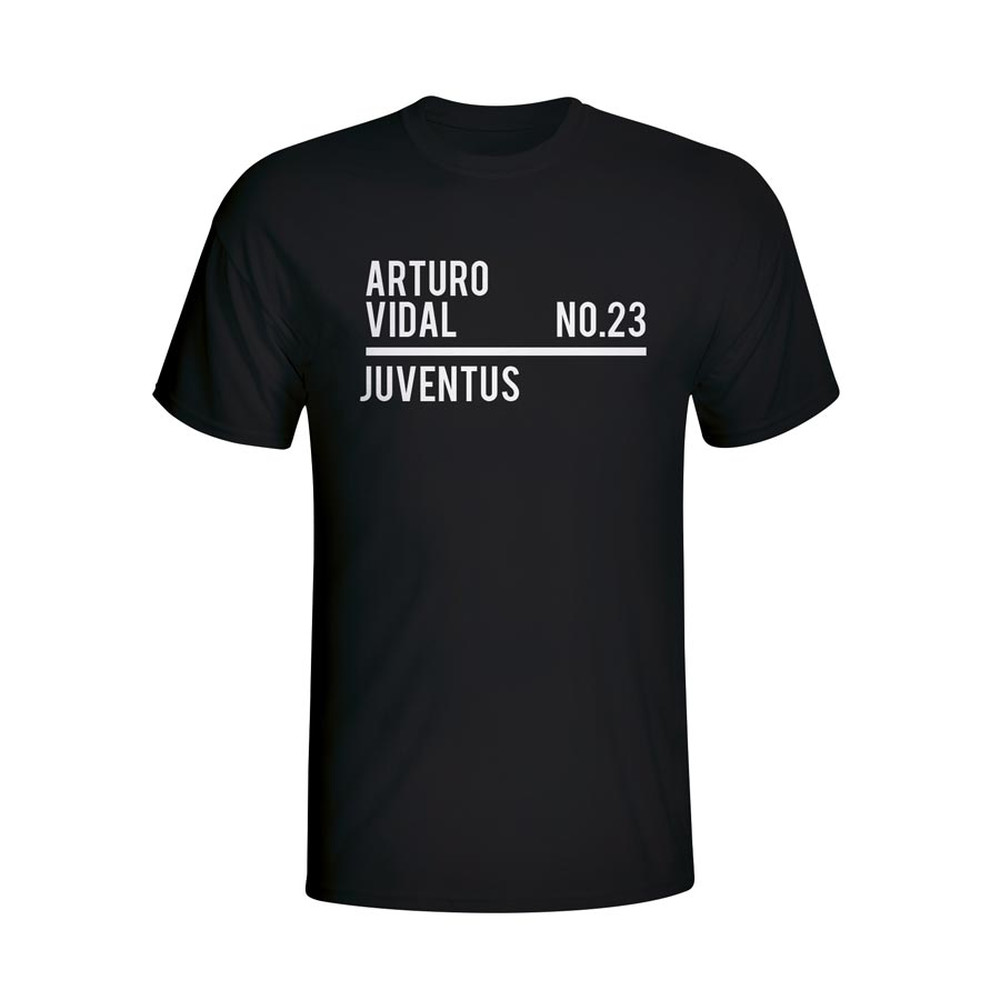 Arturo Vidal Juventus Squad T-Shirt (Black) Polyester Made By: Gildan Men's Black Small