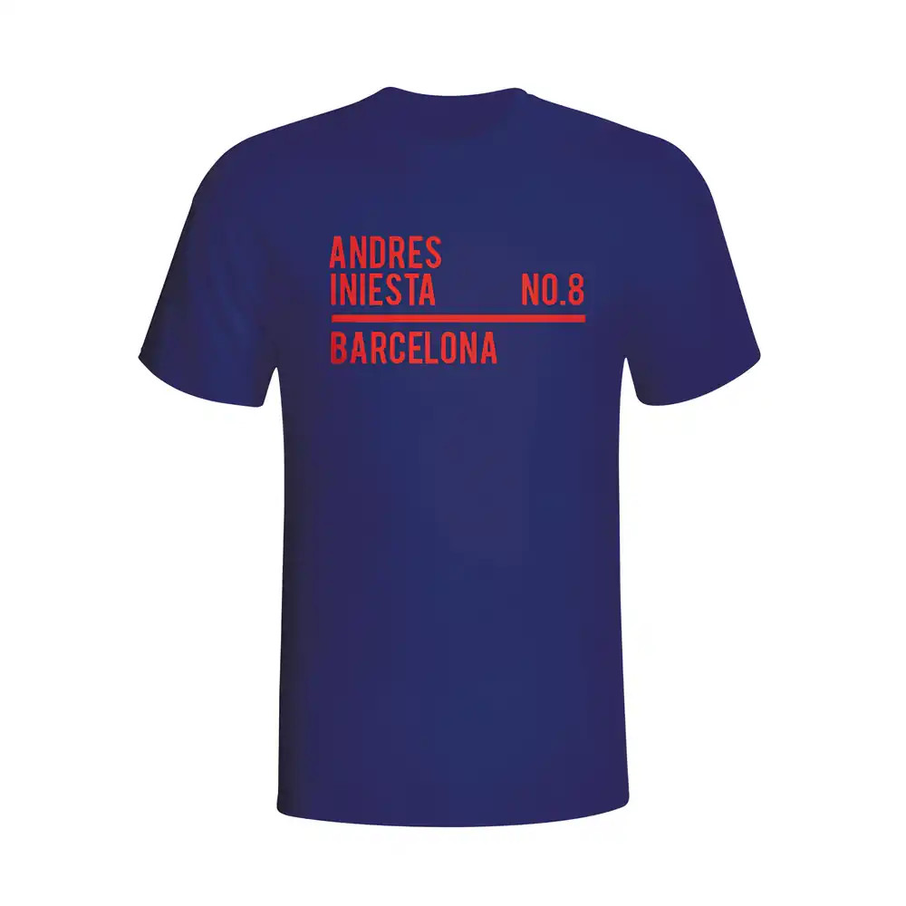 Click to view product details and reviews for Andres Iniesta Barcelona Squad T Shirt Navy. Click to view product details and reviews for Andres Iniesta Barcelona Squad T Shirt Navy.