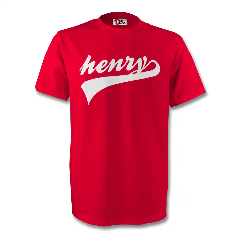 Thierry Henry Arsenal Signature Tee (Red) - Kids Men's Polyester Made By: Gildan Boys Red Medium