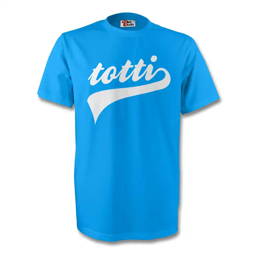 Francesco Totti Italy Signature Tee (Sky Blue) Polyester Made By: Gildan Men's Sky Blue Medium