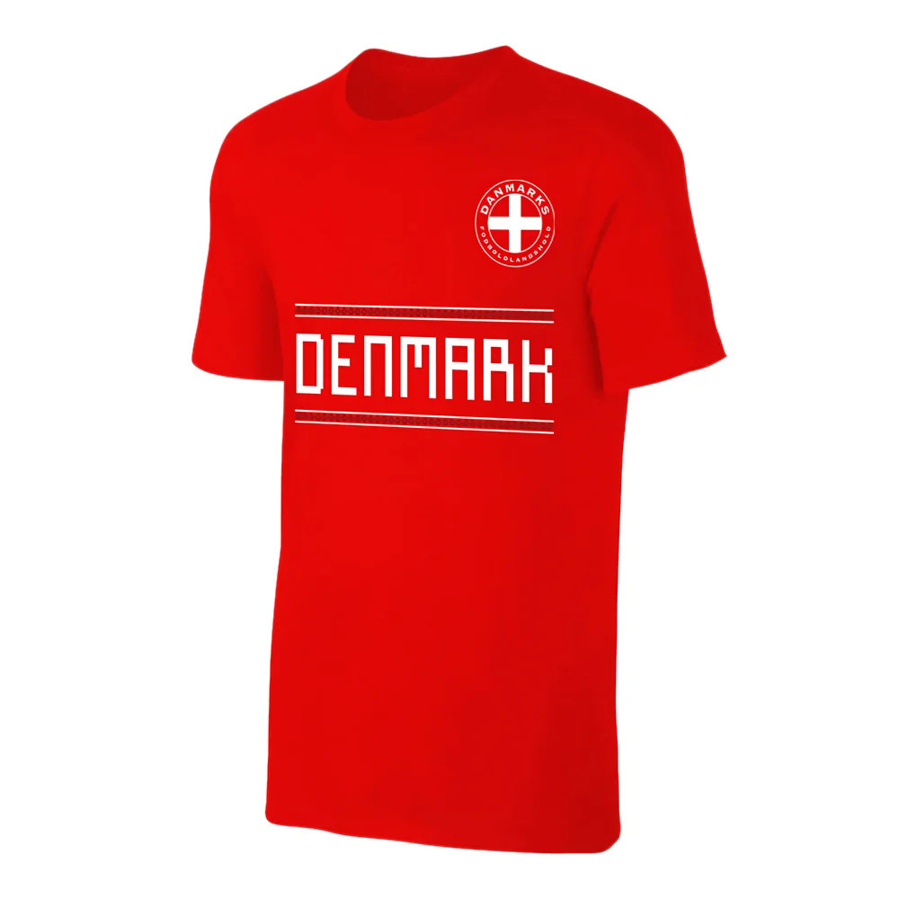 Denmark Wc2018 \'Qualifiers\' T-Shirt - Polyester Made By: Soccer Tees Men's Red 3XL