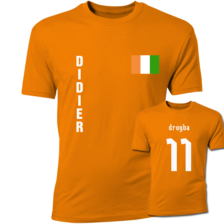Click to view product details and reviews for Didier Drogba Ivory Coast Flag T Shirt Orange.