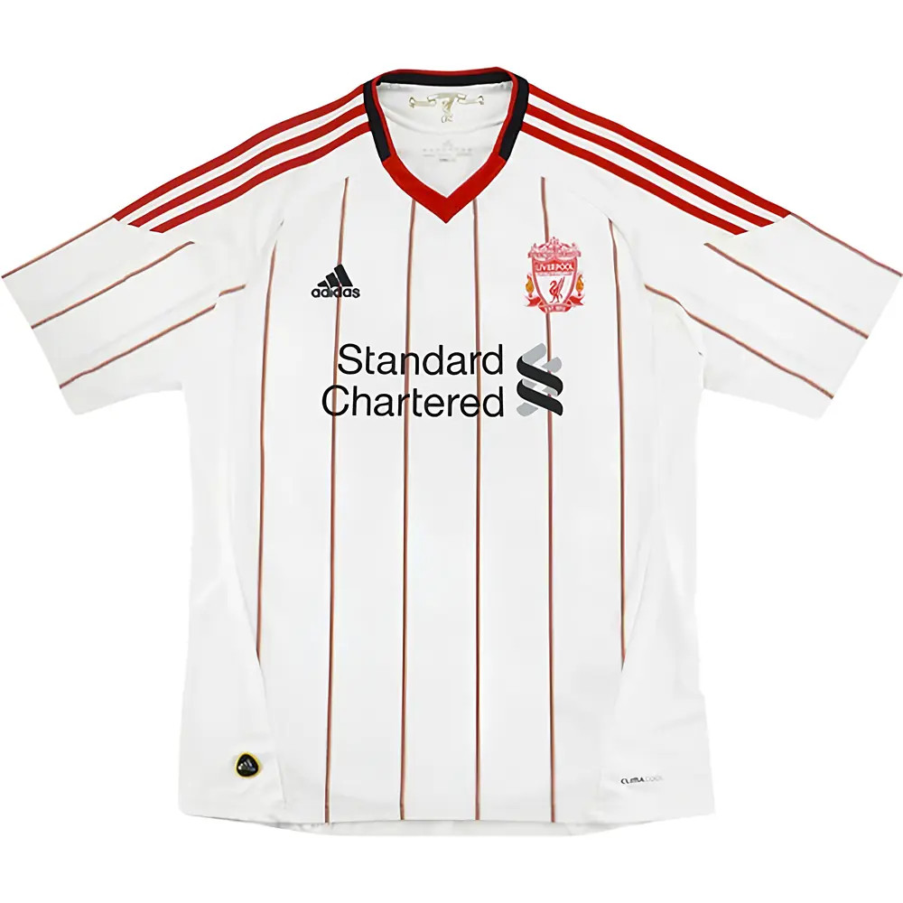 '10-'11 Liverpool Away Shirt ) (Good) Polyester Made By: Adidas Men's White Xxl