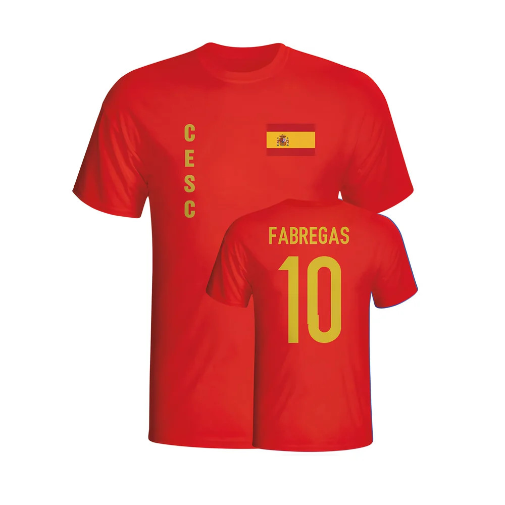 Cesc Fabregas Spain Flag T-Shirt (Red) Polyester Made By: Gildan Men's Red Extra Small